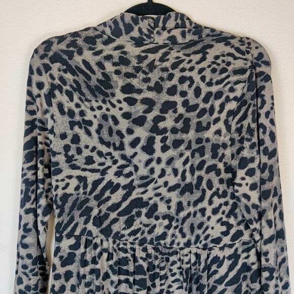 Lot of 2 Soma Animal Print Stretch Jersey Knit Midi Dresses Medium Gray Comfort - Picture 5 of 14